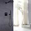 Set doccia da bagno Set di rubinetti a cascata termostatici a cascata neri opachi con palmare in ottone