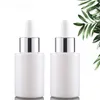 Elegant White Porcelain Cosmetic Glass Essential Oil Dropper Bottles 50ml With Eye Pipette