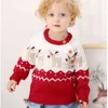 Höst Vinter Boy Girl Christmas Elk Långärmad Cartoon Stickad Sweater Boys Girls Tröjor för Baby Kids 210521