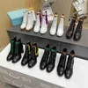 Monolith Boots Bright Leather and Nylon Lace Up Medium 9.5 cm Hak Dames Enkel Geborduurde Laureate Platform Martin Chunky Star Trail Boot