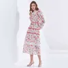 TWOTWINSTYLE Hit Color Print Sets For Women Stand Collar Long Sleeve High Waist Patchwork Lace Elegant Set Female Fashion 210517