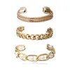 Fashion Gold Color Charm Chain Bracelets Set Vintage Multilayer Bracelets Bangles for Women Charm Party Jewelry