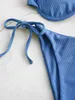 Zaulowy żebrowany krawat boczny undwire wysoki cięcie bikini swimsuit kobiety solidna wyściełana kobieta kąpielowa seksowna lato plaża stroje kąpielowe x0522