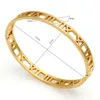 Stainless Steel Delicate Hollow Bracelet For Women Roman Numerals Vacuum Plating Men Bangle Designer Fashion Korean Jewelry Gift