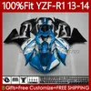 YAMAHA YZF-R1 YZF R1 YZF1000 için OEM Fuarlar Kiti 2013-2014 Moto Kaporta 97NO.94 1000CC YZF R1 1000 CC YZFR1 13 14 YZF-1000 2013 2014 Enjeksiyon Kalıp Vücut Mavi Beyaz