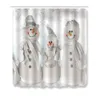 Xmas Tree Snowman Shower Curtains Set Polyester Fabric Bath Screens Waterproof Bathing Curtain For Christmas Gifts Bathroom Decor