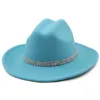 Fedora chapéu para mulheres largo borda diamante faixa sentiu jazz chapéu outono inverno casamento festa trilby chapéu