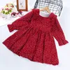 Meisjes Jurken Peuter Baby Meisjes Lente en Herfst Casual Western Style Lange mouwen Polka-dot Lace Bloemenprint Jurk 2021 1758 B3