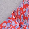 ZA Women Asymmetry Summer Skirt Floral Print Wrap High Waist Knot Red Skirt Female Fashion Back Zip Elegant Long Skirts 210602