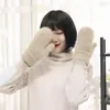 Fingerless Gloves 200Pairs / Lot Solid Color Winter voor vrouwen zachte faux bont gebreide mode warme wanten