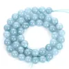 Andra Whosale Aquamarines Natural Stone Charm runda lösa pärlor för smycken som gör DIY -armband halsband örhänge 6/8/10 mm Wynn22