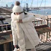 Piumino da donna FTLZZ Grande collo in vera pelliccia naturale Cappotto in anatra bianca Giacca invernale da donna Capispalla lungo da neve spesso femminile Luci22