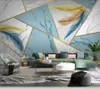 Tapety Papel Parede Nowoczesny Luksusowy Geometryczny Niebieski Marmur 3D Tapety ścienne, Salon TV Wall Sypialnia Home Decor Bar Restaurant Mural