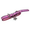 Dog Collars & Leashes Pet Puppy Collar PU Leather Adjustable Crown Charm Pendant Pink XS