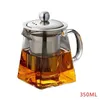 350-750ml Hittebestendige Clear Glaskan W infuser Koffie Thee Blad Kruiden Pot Bloem Theepot Melk Sap Container 609 V2