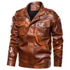 2021 Homens Casaco de Motocicleta Outono Inverno Homens Faux Pu Casacos Casuais Bordado Bordado Casaco Zíper Fleece Jacket Emblemas P0813