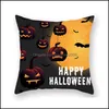 Literie Fournitures Textiles Maison Jardin Orange Halloween Décoration 18X18 Pouces Citrouille Chat Noir Coussin Er Polyester Taie D'oreiller Fête