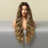 Ombre Brown Blonde syntetiska peruker för svarta kvinnor Long Water Wave Cosplay Party Wigs Middle Part High Temperaturfactory Direct