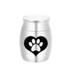 Kremering hänge urn hjärtformad hund tass urn 30x40 aluminium legering metall minnessak med present sammet väska