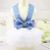 Vêtements de chien été rayé gaze robe vêtements pour petits chiens moyens fête anniversaire Bowknot chiot jupe printemps animal de compagnie