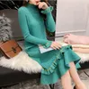 Pulls pour femmes 2022 Automne et hiver épais chaud tricot robe femme rayé long paragraphe trompette manches bas pull jupe