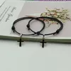 2 Pçs / lote Cruz Couple Pulseira Nova Moda Branco Cor Preta Charme Braceletes Presente Para Amante Amante Handmade Moda Jóias