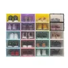 6pcs/set Foldable Shoe Box Transparent Plastic Rack Storage Bins Drawers Combination Flip Cover Room Organizer Hanger