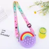 New Rainbow Fidget Toys Bag Cute Decompression Children Messenger Silicone Bag Bubble Push Coin Purse