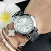 Moda marca relógios senhora mulheres meninas estilo cristal aço metal banda de quartzo relógio de pulso p71