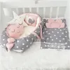 Jaju Baby Handmade Gray and Powder Star Orthopedic Luxury nest 5 Piece Set Crib Bedding Mother Side Portable Bed 2110258706846