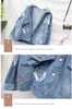 JVCake Coat Jacket Kobiety 4xl Zimowe Dżingi Dżingi ponadgabarytowe Plus Rozmiar Bawełniany Haft Lapel Jean Blue Woman 210914