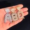 Initials Bubble Letters Chain Necklaces & Pendant For Men Women Gold Color Cubic Zircon Hip Hop Jewelry