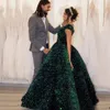 Luxury Ball Gown Sequin Quinceanera Klänningar Glitter Sequined Women Sweet 16 Formell Party Night Off The Shoulder Robe de Soiree Elegant Long Prom Crows