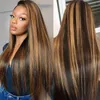 Highlight Brazilian Straight Hair 3 Bundles With Closures Free Part P4/27 Color Full Soft Dyeable