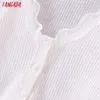 Tangada Women Lace Patchwork White T Shirt Short Sleeve Crop Tees Ladies Casual Tee Shirt Street Wear Top 1J10 210609