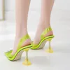 Women Stiletto Shoes Crystal Sandals Fashion Large Size Fairy Transparent High Heel Amina New