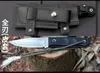 Y-Start Wilderness Survival fast kniv ATS-34 Blade G10 handtag högkvalitativt läderslida för utomhuscampingjakt EDC-verktyg