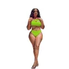 2022 Women Split Swimsuit 2 Piece Bikini Sets Sexy Off Shoulder Hollow Out Crop Top Vest Beach Shorts Swim Trunks Suits Underwear