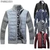 Patchwork Men Sweater Coat Thick Wool Zipper Mens Cardigan Stand Collar Slim Fit Warm Men Knitted Sweater Jackets Male Clothing 210524