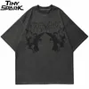 Hip Hop Streetwear Oversize T-shirt Mężczyźni Angel Dark Print Tshirt Harajuku Bawełna Loose T Shirt Lato Krótki rękaw Topy Tees 210726