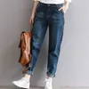 Boyfriend Jeans taille haute sarouel pantalon décontracté grande taille lâche denim 210629