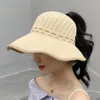 Beanie/Skull Caps Hat Women's Korean Pure Color Knitted Hollow Summer Outdoor Open Top Sun Bow Wholesale Oliv22