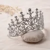 Wspaniały Srebrzone Posrebrzane Kryształowe Tiaras Ślub Średnie Diamante Koronne Hairbands Dla Bride Hair Jewelry Headpiece