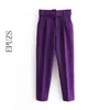 elegant office Orange purple pants women sashes high waist pencil streetwear cargo casual ladies trousers 210521