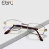 Güneş Gözlüğü Elbru Anti Mavi Işık Okuma Gözlükleri Kadın Erkek Altın Metal Şeffaf Lens Presbyopia Gözlük Kutusu Bezi Ile Diyopterler +1.0 +4.0