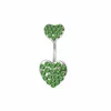 YYJFF D0204 Double Hearts Clear Belly Navel Button Ring 14Ga 10mm Length