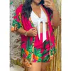 Summer Womens Shorts and Top Set White Vest Loose Coat Hawaii 3 Piece Loungewear Sweat Suit Plus Size Wholesale Drop 211102