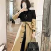 Höst Vinter Kvinnor Coats Fashion Khaki Svart Full Sleeve Now-down Collar Casual Club Office Long Coat Ladies Outwear Coat 210514