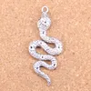 15 Uds. De abalorios de cobra de serpiente chapados en bronce y plata antigua, colgante DIY para collar, pulsera, brazalete, hallazgos 51*21mm