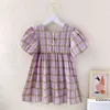 Vestidos para niñas, vestido de princesa a rayas de encaje con mangas abullonadas, vestido para niñas pequeñas, ropa para niñas pequeñas, vestido de moda para niños 2 3 4 5 6Y G1129